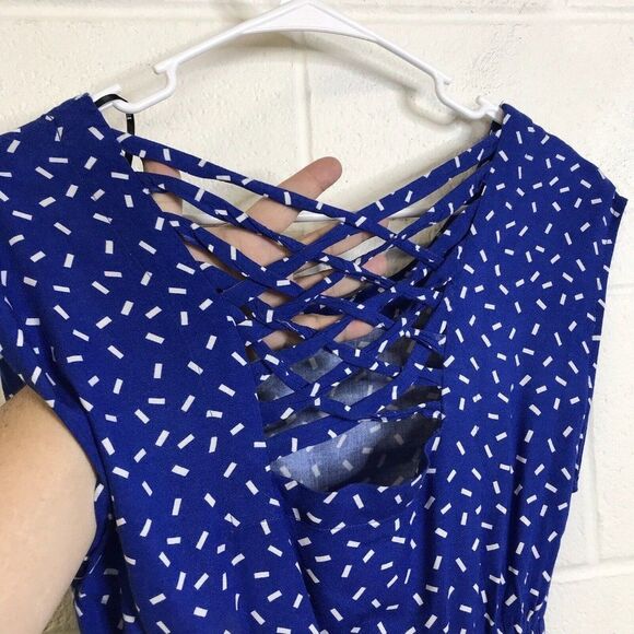Forever 21 Womens (Juniors) Dress Blue Rayon Criss Cross Strappy Back Size S/P - Picture 6 of 12